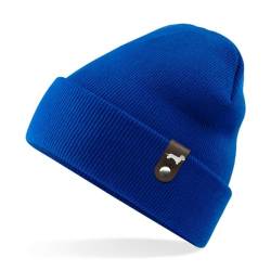 siviwonder Rauhhaardackel Mütze mit Patch Gassi Beanie Strickmütze Witzig Spruch Warm Herren Damen Dackel Farbe Royal von siviwonder