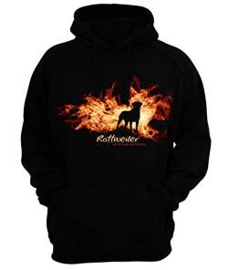 siviwonder Rottweiler Rottie - Feuer und Flamme - Unisex Hoodie Kapuzensweatshirt Pullover Fun Black 3XL von siviwonder