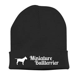 siviwonder Strickmütze - Miniature Bullterrier Bull Terrier britische Hunderasse Mini - Stickerei Hund Winter Mütze Wintermütze Beanie Mütze schwarz-weiß von siviwonder