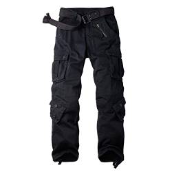 Herren Hosen Cargo Hose Multi Taschen Wanderhose Atmungsaktiv Outdoorhose Combat Tactical Hose Arbeitshose Reißverschluss Armee Militär Relaxed-Fit Trekkinghose A-New Schwarz 30 von siyecaoo