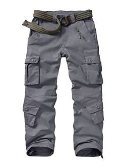 Siyecaoo Damen Hosen Cargo Hose Multi Taschen Jogginghose Sporthose Workwear Reißverschluss Armee Militär Wanderhose Outdoorhose Relaxed-Fit Damen Cargo Hose Grey Tag 30-DE 40 von siyecaoo