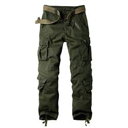 siyecaoo Herren Hosen Cargo Hose Multi Taschen Wanderhose Atmungsaktiv Outdoorhose Combat Tactical Hose Arbeitshose Reißverschluss Armee Militär Relaxed-Fit Trekkinghose Armeegrün 30 von siyecaoo