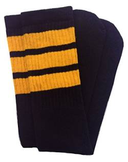Skater Socken 55,9 cm kniehohe Schlauchsocken, Schwarz/Gold Streifen Stil 1, 18 Jahre von skatersocks
