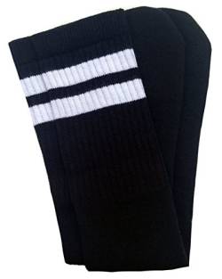 Skater Socks 48,3 cm Mid Calf Tube Socken, Schwarz/Weiß Streifen Stil 2, XX-Large von skatersocks