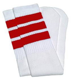 Skatersocken 48,3 cm Mid Calf Tube Socken, Weiß/rote Streifen Stil 1, 18 Jahre von skatersocks