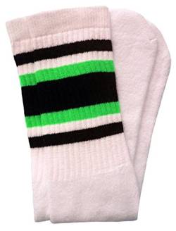 Skatersocks Socken 22 Inch Unisex Tube Socks gestreifte oldschool Kniestrümpfe weiß schwarz/grün von skatersocks