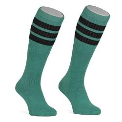 skatersocks 22 Inch kniehohe gestreifte Damen Socken Kniestrümpfe knee high overknee Herren Retro Tube Socks teal - schwarz gestreift - UNISEX - OSFA von skatersocks