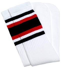 skatersocks 30 Inch Tube Socken Damen Overknee Kniestrümpfe weiß rot schwarz gestreift von skatersocks