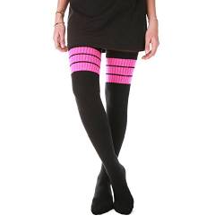 skatersocks 35 Inch Damen Overknee Tube Socken Kniestrümpfe schwarz pink gestreift von skatersocks