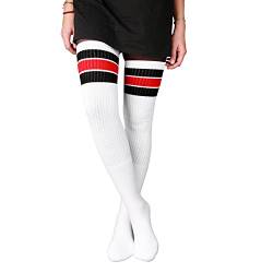 skatersocks 35 Inch Tube Socken Damen Overknee Kniestrümpfe weiß schwarz rot gestreift von skatersocks