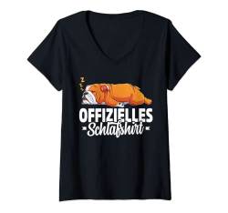 Damen Offizielles Schlafshirt Bulldoggen-Pyjama, Nachthemd T-Shirt mit V-Ausschnitt von sleep shirt Bulldog gifts woman kids man