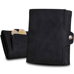 slimfin® Slim Wallet Fold mit Münzfach & RFID Schutz - Kartenetui - Geldbeutel Herren & Damen - Mini Geldbörse - Portemonnaie - Cardholder - Portmonee - Unisex - Schwarz von slimfin