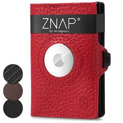 ZNAP Airtag Wallet aus Premium Leder | Kreditkartenetui Herren | Geldbörse Herren | RFID-Blockierung & Slim Wallet I Kartenetui, Air Tag Geldbeutel Portemonnaie Herren -8 Karten - Rot von slimpuro