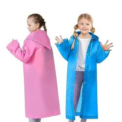 smartelf 2 Stück Regenponcho Kinder, Regencape Kinder, Regenmantel Kinder, Regenschutz Kinder, Poncho Kinder, Mädchen Regenmantel,Wiederverwendbar Regenmantel EVA für Mädchen Jungen Wandern Campin von smartelf