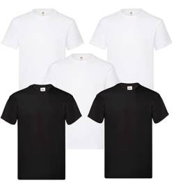 Valueweight Herren T-Shirt 5er-Pack, 2 Black und 3 Weiss Große: 3XL von smilo & bron