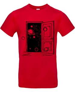 smilo & bron Herren T-Shirt, Tür zum Universum Rot Red 3XL von smilo & bron