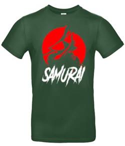 smilo & bron Herren T-Shirt mit Motiv Japanese Samurai Bedruckt_ Bottle Green L von smilo & bron