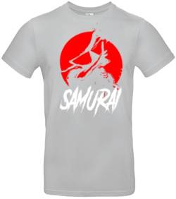 smilo & bron Herren T-Shirt mit Motiv Japanese Samurai Bedruckt_ Pacific Grey M von smilo & bron