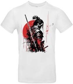 smilo & bron Herren T-Shirt mit Motiv_ Japanische Samurai mit Schwert White 4XL von smilo & bron