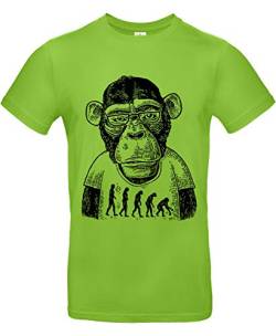 smilo & bron Unisex T-Shirt, Rundhals, Medium Fit, 100% Baumwolle, Apekind (Evolution) Motiv AFFE Aufdruck Grün Orchid Green XL von smilo & bron