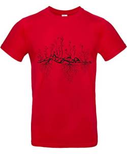 smilo & bron Unisex T-Shirt, Rundhals, Medium Fit, 100% Baumwolle, Uralter Garten Motiv Aufdruck Rot Red L von smilo & bron