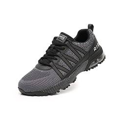 snugnap Laufschuhe Herren Damen Sneaker Sportschuhe Luftkissen Turnschuhe Running Tennis Schuhe Atmungsaktiv Straßenlaufschuhe Walkingschuhe Schwarz Blau Z3027 Grau EU 39 Grey von snugnap