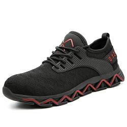 snugnap Sicherheitsschuhe Herren und Damen Leichte Trainingsschuhe Stahlkappe Schutzschuhe rutschfeste Arbeitsschuhe atmungsaktive Sportschuhe Red 37EU von snugnap