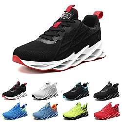 snugnap Sneaker Herren Damen Laufschuhe Sportschuhe Turnschuhe Freizeitschuhe Joggingschuhe Bequeme Fitness Running Schuhe Walkingschuhe Outdoor Straßenlaufschuhe Schwarz Weiß G33BlackRed45 von snugnap