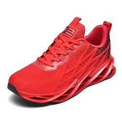 snugnap Sneaker Herren Damen Laufschuhe Sportschuhe Turnschuhe Freizeitschuhe Joggingschuhe Bequeme Fitness Running Schuhe Walkingschuhe Outdoor Straßenlaufschuhe Schwarz Weiß G33Red43 von snugnap