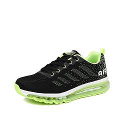 snugnap Sneaker Herren Damen Laufschuhe Sportschuhe Turnschuhe Joggingschuhe Freizeitschuhe Bequeme Fitness Running Schuhe Walkingschuhe Atmungsaktiv Straßenlaufschuhe Schwarz Weiß 833BlackGreen-35 von snugnap