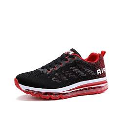 snugnap Sneaker Herren Damen Laufschuhe Sportschuhe Turnschuhe Joggingschuhe Freizeitschuhe Bequeme Fitness Running Schuhe Walkingschuhe Atmungsaktiv Straßenlaufschuhe Schwarz Weiß 833BlackRed-42 von snugnap