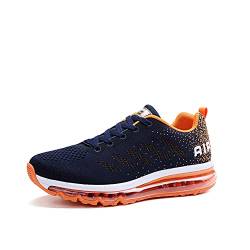 snugnap Sneaker Herren Damen Laufschuhe Sportschuhe Turnschuhe Joggingschuhe Freizeitschuhe Bequeme Fitness Running Schuhe Walkingschuhe Atmungsaktiv Straßenlaufschuhe Schwarz Weiß 833BlueOrange-40 von snugnap