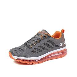 snugnap Sneaker Herren Damen Laufschuhe Sportschuhe Turnschuhe Joggingschuhe Freizeitschuhe Bequeme Fitness Running Schuhe Walkingschuhe Atmungsaktiv Straßenlaufschuhe Schwarz Weiß 833GreyOrange-39 von snugnap