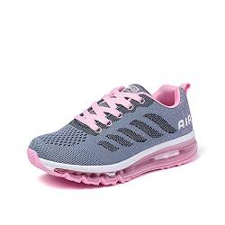 snugnap Sneaker Herren Damen Laufschuhe Sportschuhe Turnschuhe Joggingschuhe Freizeitschuhe Bequeme Fitness Running Schuhe Walkingschuhe Atmungsaktiv Straßenlaufschuhe Schwarz Weiß 833GreyPink-40 von snugnap