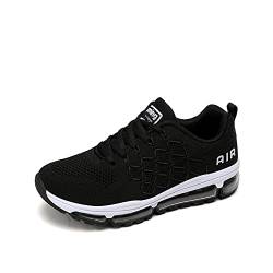 snugnap Sneaker Herren Damen Laufschuhe Sportschuhe Turnschuhe Joggingschuhe Freizeitschuhe Bequeme Fitness Running Schuhe Walkingschuhe Atmungsaktiv Straßenlaufschuhe Schwarz Weiß 877Black-35 von snugnap