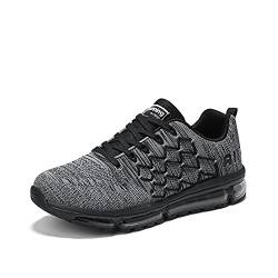 snugnap Sneaker Herren Damen Laufschuhe Sportschuhe Turnschuhe Joggingschuhe Freizeitschuhe Bequeme Fitness Running Schuhe Walkingschuhe Atmungsaktiv Straßenlaufschuhe Schwarz Weiß 877Grey-43 von snugnap