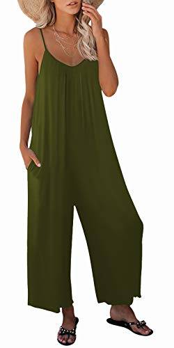 SNUGWIND Damen-Overall, lässig, ärmellos, mit Riemen, verstellbar, dehnbar, lange Hose, Strampler mit Taschen, 02 Army Green, XX-Large von snugwind