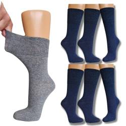 socken-und-mehr | 6 Paar Damensocken Diabetiker geeignet | Gesundheitssocken | Ohne Gummi Druck | Venensocken | Extra weiter Bund (as3, numeric, numeric_39, numeric_42, regular, regular, jeans) von socken-und-mehr