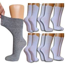 socken-und-mehr | 6 Paar Damensocken Diabetiker geeignet | Gesundheitssocken | Venensocken | Extra weiter Bund (as3, numeric, numeric_39, numeric_42, regular, regular, weiss) von socken-und-mehr