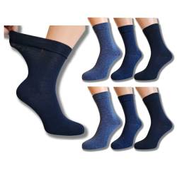 socken-und-mehr | Premium Sox mit extra weitem Schaft | Herrensocken | Diabetiker geeignet | Venenfreundlich | 6 Paar | blau sortiert 39-42 von socken-und-mehr