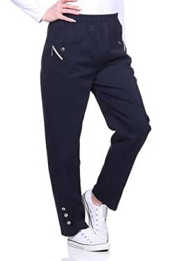 Sommerhosen Damen - Stretch Hose mit Gummizug - Schlupfhose - luftig leichte Stoffhose - Freizeithose - Größe 38 bis 54 (38-40, Marine) von sockenhimmel