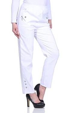 Sommerhosen Damen - Stretch Hose mit Gummizug - Schlupfhose - luftig leichte Stoffhose - Freizeithose - Größe 38 bis 54 (38-40, Weiß) von sockenhimmel