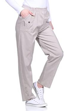 Sommerhosen Damen - Stretch Hose mit Gummizug - Schlupfhose - luftig leichte Stoffhose - Freizeithose - Größe 38 bis 54 (50-52, Natur) von sockenhimmel