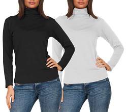 sockenhimmel Langarm Thermo- Rollkragen Pullover Damen 2er Set Thermo- Unterziehrolli Funktionswäsche Rollkragenshirt GR 42-48 (42-44, Schwarz/Weiß) von sockenhimmel