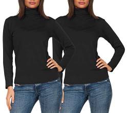 sockenhimmel Langarm Thermo- Rollkragen Pullover Damen 2er Set Thermo- Unterziehrolli Funktionswäsche Rollkragenshirt GR 42-48 (46-48, Schwarz/Schwarz) von sockenhimmel