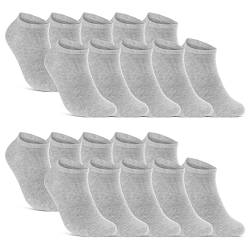 10 | 20 | 30 Paar Sneaker Socken Damen & Herren Schwarz & Weiß Baumwolle 10800 (Grau 20 Paar 47-50) von sockenkauf24