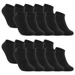 10 | 20 | 30 Paar Sneaker Socken Damen & Herren Schwarz & Weiß Baumwolle 10800 WP (Schwarz 20 Paar 39-42) von sockenkauf24