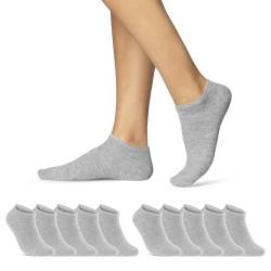 10 | 20 | 30 Paar Sneaker Socken Herren Damen Schwarz Weiß Grau Baumwolle 16900 (10x Grau 35-38) von sockenkauf24