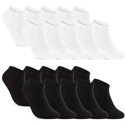10 | 20 | 30 Paar Sneaker Socken Herren Damen Schwarz Weiß Grau Baumwolle 16900 (10x Schwarz + 10x Weiß 35-38) von sockenkauf24