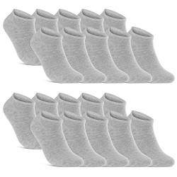 10 | 20 | 30 Paar Sneaker Socken Herren Damen Schwarz Weiß Grau Baumwolle 16900 (20x Grau 39-42) von sockenkauf24